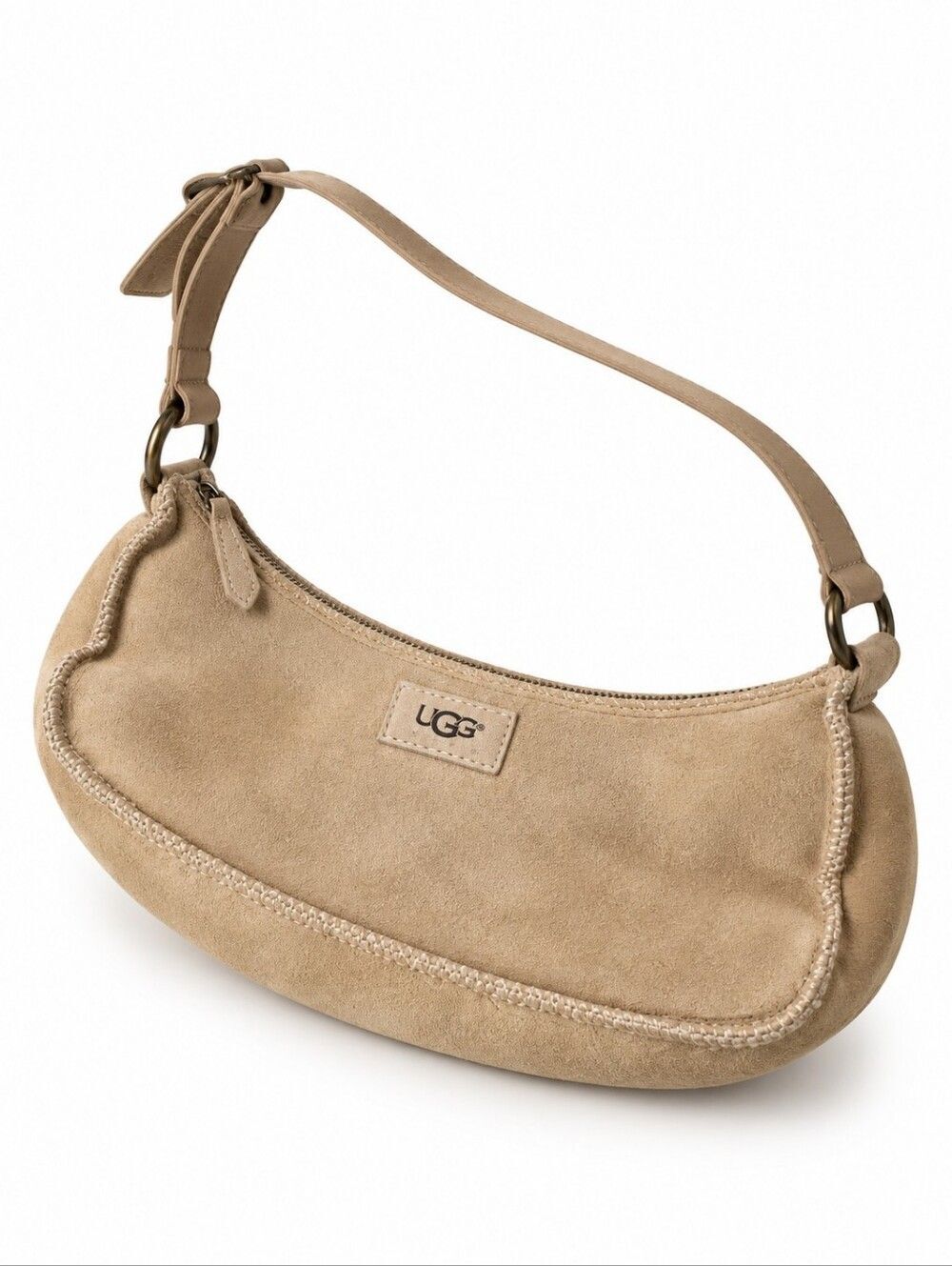 EUC UGG AUSTRALIA LIGHT GRAY SUEDE SHEEPSKIN LEATHER Shearling Sherpa HANDBAG